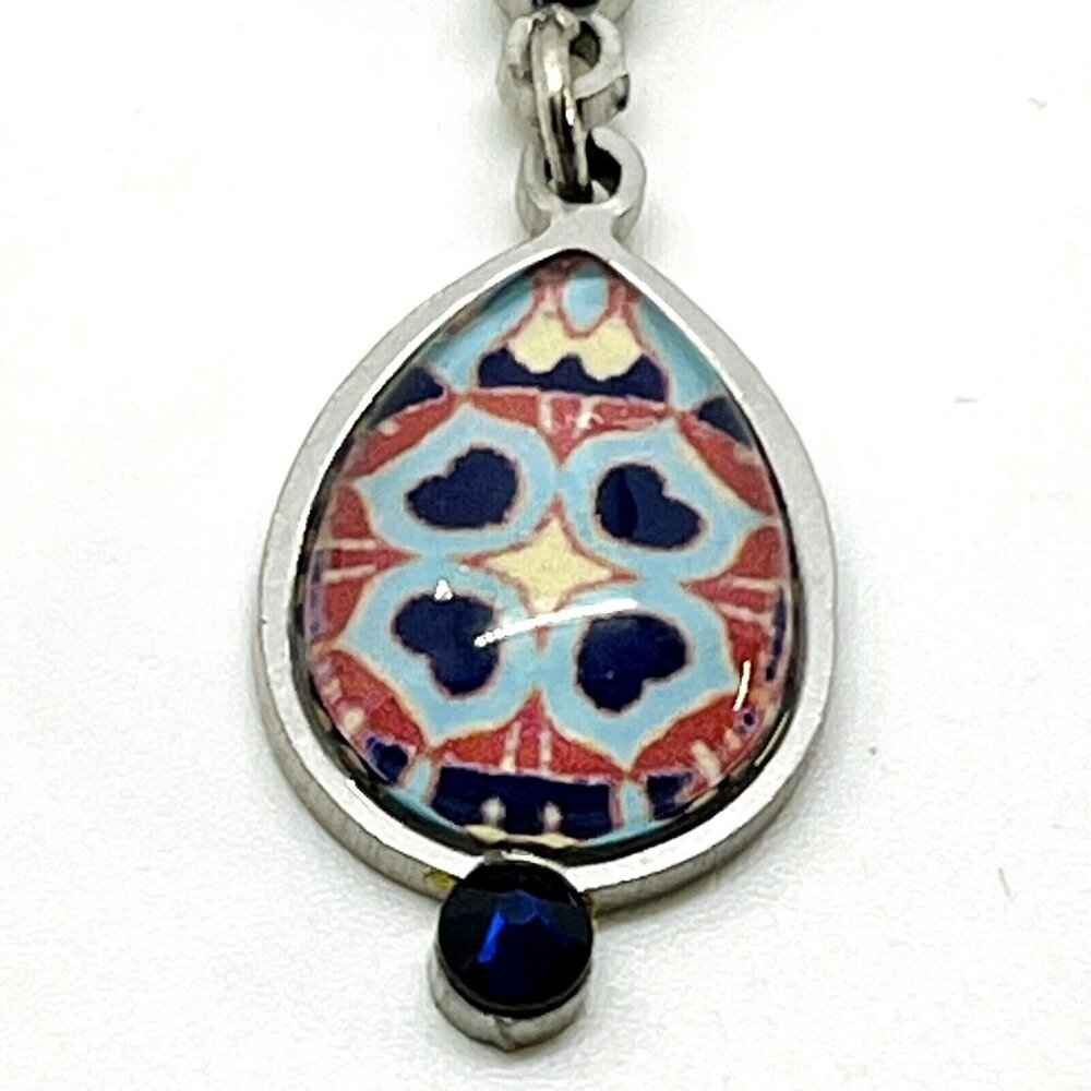 Boho Yoolie Necklace Mothers Day Gift Turquoise Color Crystal Blue Pattern Chain - Picture 6 of 11